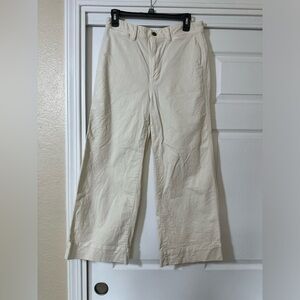 Gap pants high rise wide leg crop cream trousers